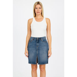 ANTHROPOLOGIE : PILCRO AND THE LETTERPRESS Denim Split BOHO Jean Skirt 12 LG